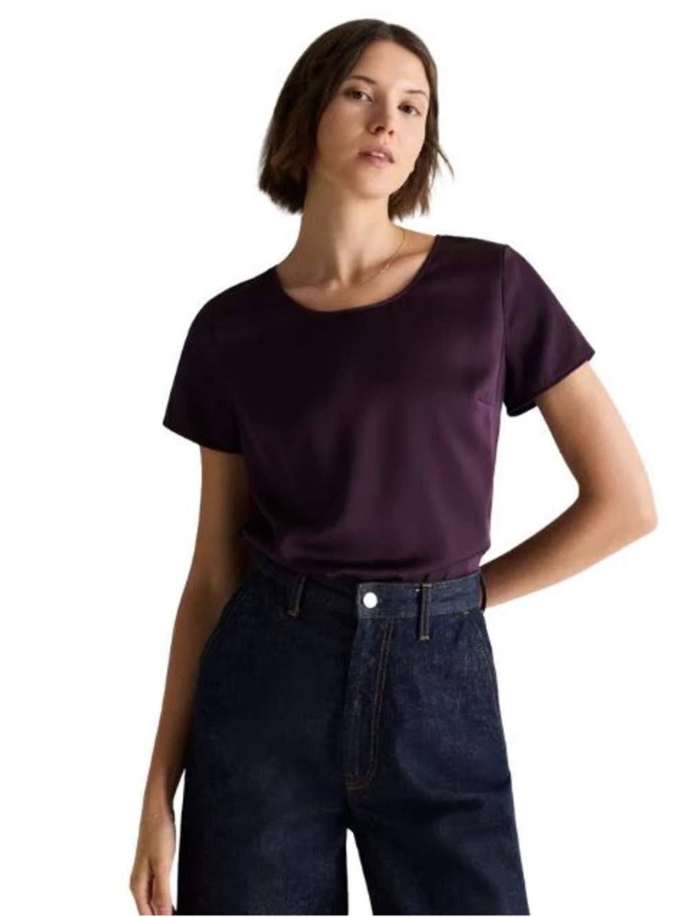 Quince Washable Stretch Silk Tee Short Sleeve M Minimalist Capsule Sustainable
